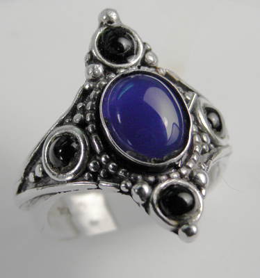 Sterling Silver Renaissance Queen's Ring With Lapis Lazuli Size 10